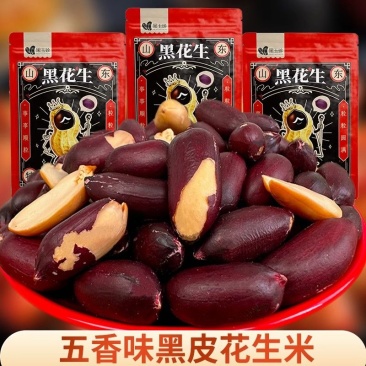 黑玉珍黑花生五香花生米山东特产黑花生网红零食黑皮坚果仁下酒菜