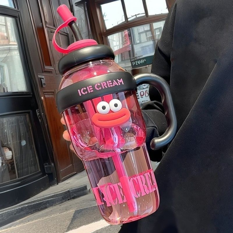 夏季冰霸杯高颜值女生巨无霸水杯奶茶杯带吸管茶漏大容量水杯