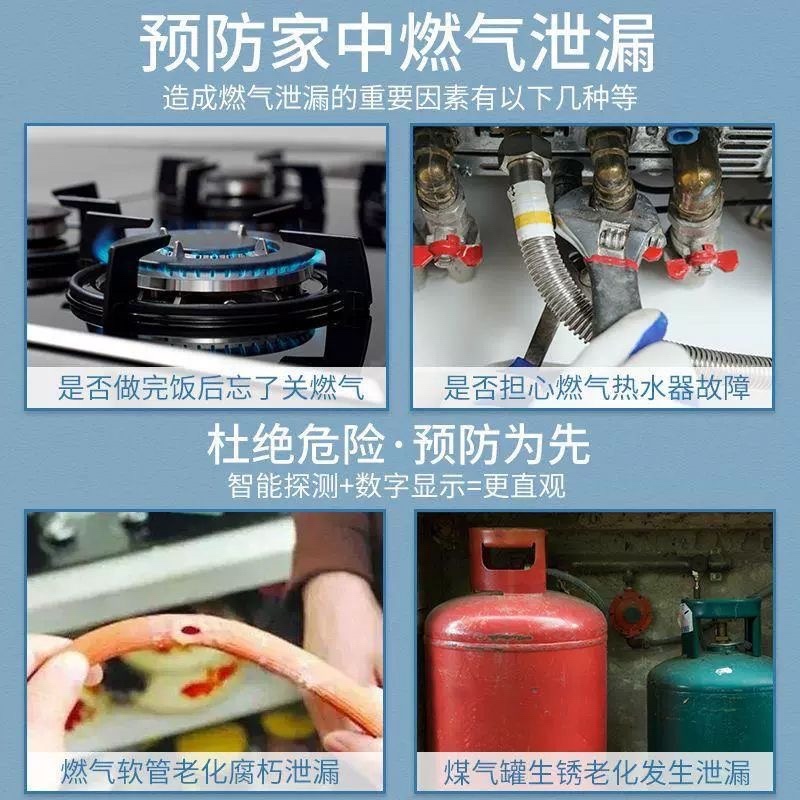 燃气泄漏报警器家用厨房煤气天然气液化气消防认证检测仪