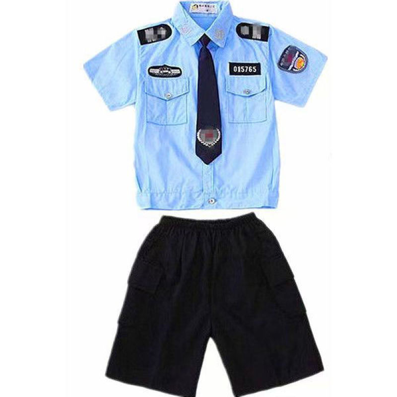 儿童警察套装幼儿园短袖衣服军装交警制服警官服装男女演出服