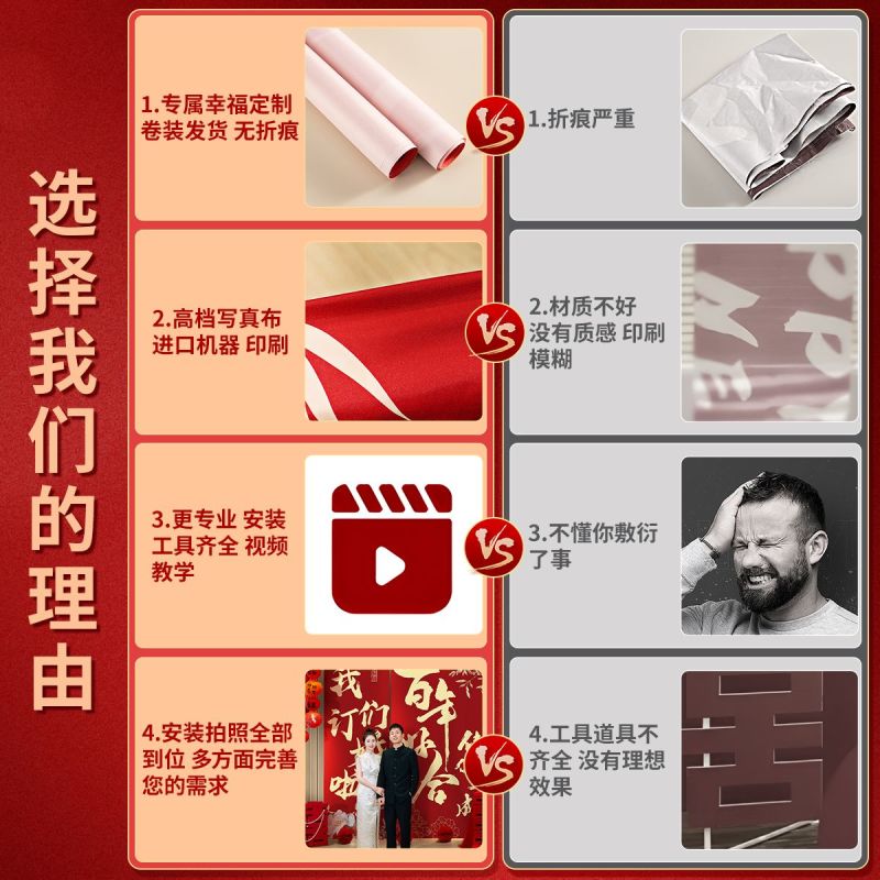 新中式订婚布置装饰条幅挂布大气出片高级氛围背景墙摆件台全套装