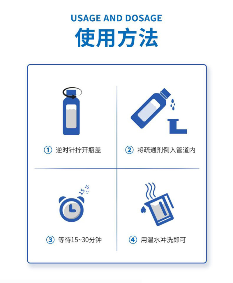到手2瓶【英国Vilosi管道疏通液500ML*2瓶