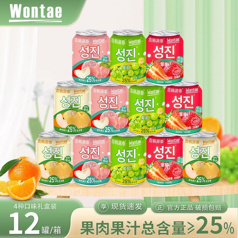 WONTAE吉韩源泰韩式风味果肉果粒饮料葡萄饮品果汁葡萄汁混