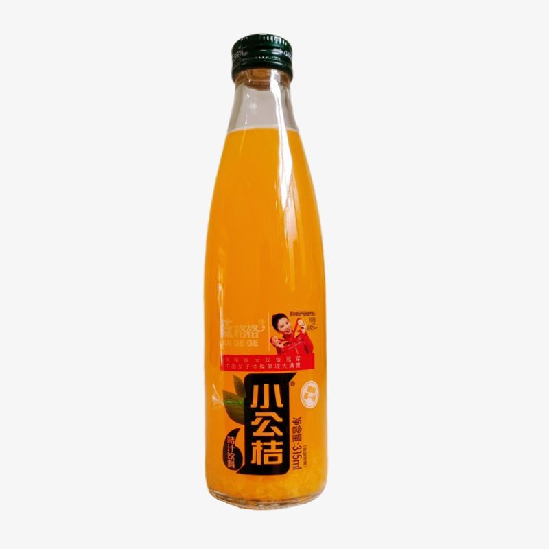 蓝格格小公桔桔汁饮料果粒型酸甜可口桔香浓郁315ml/瓶