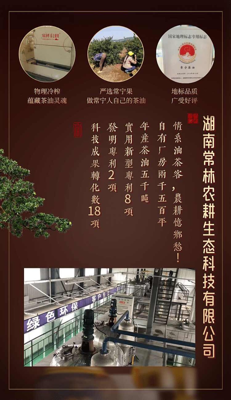 常林农耕山茶油物理冷榨地标产品纯山茶油无任何添加