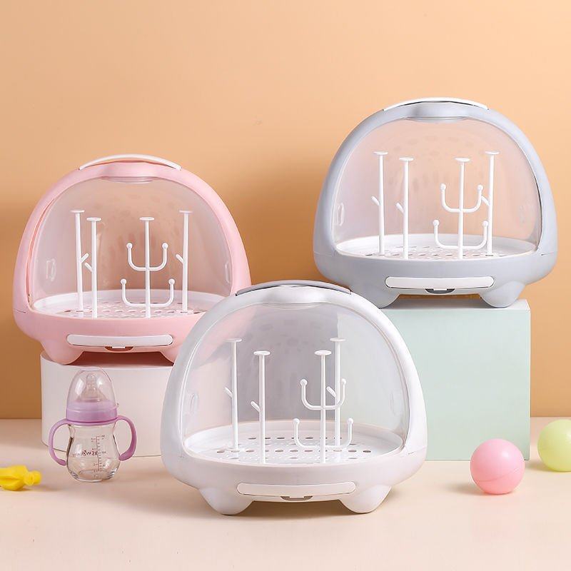 奶瓶透气收纳箱防尘带盖婴儿沥水架宝宝餐具新生儿辅食收纳盒