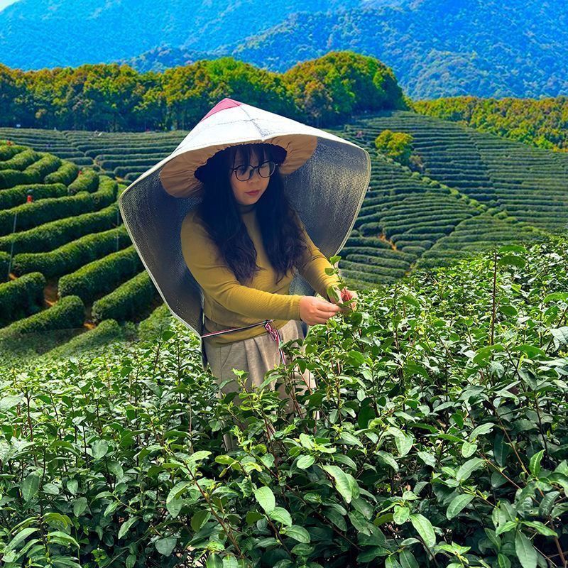 户外遮阳帽防晒防雨隔热茉莉花采茶斗笠帽套农活披风防紫外线