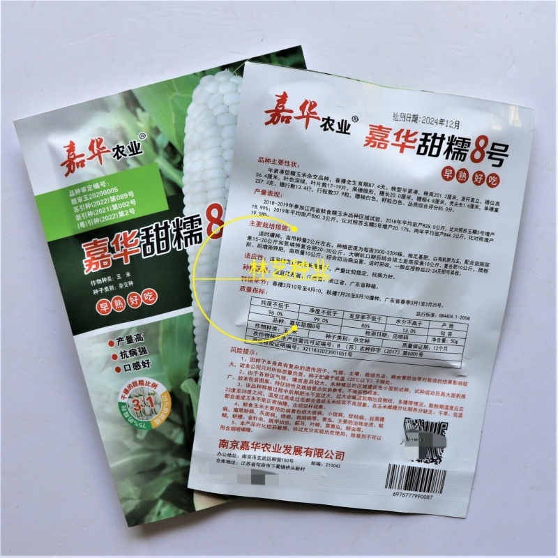 嘉华甜糯8号白甜糯玉米种子特大棒口感好皮薄无渣南北方春夏