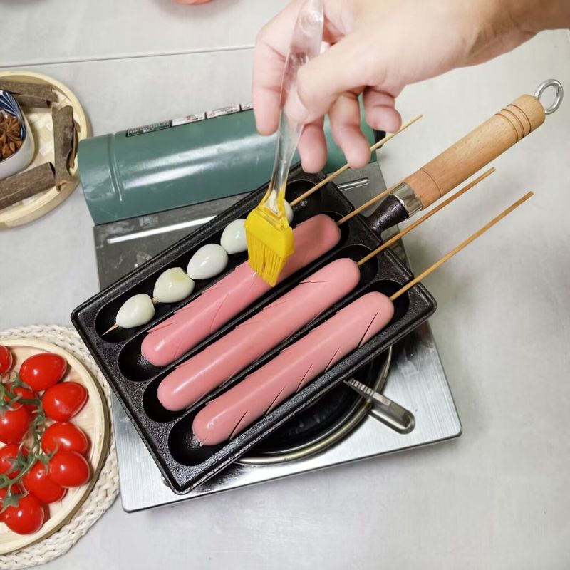 铸铁家用烤肠锅烤肠模具烤盘烤鱼豆腐烤章鱼小丸子烤肠机家用