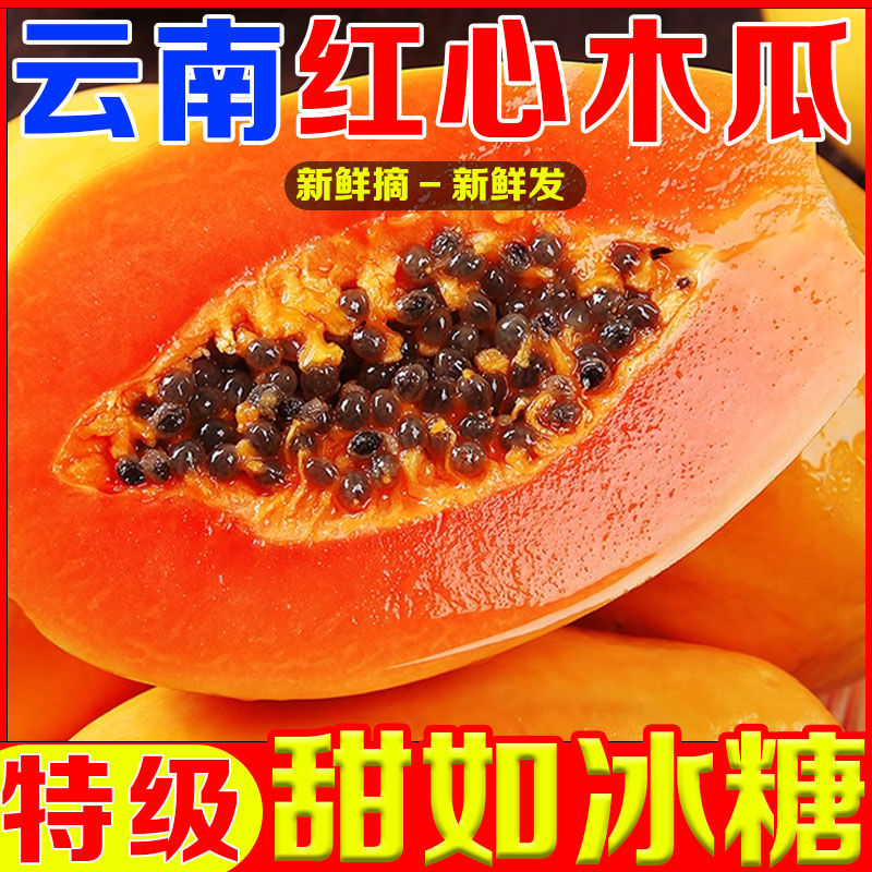 【超甜】云南红心木瓜批发价牛奶冰糖心木瓜牛奶整箱当季水果木瓜