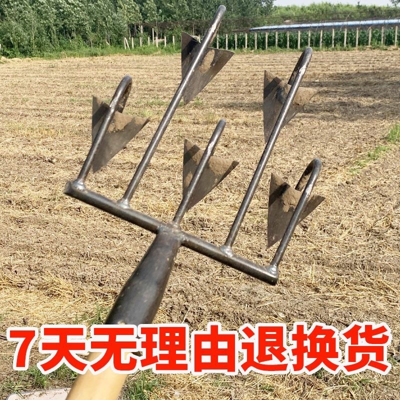 新款翻地松土五齿耙子锄草锄头尖耘锄锄头三齿锄全钢耙锄
