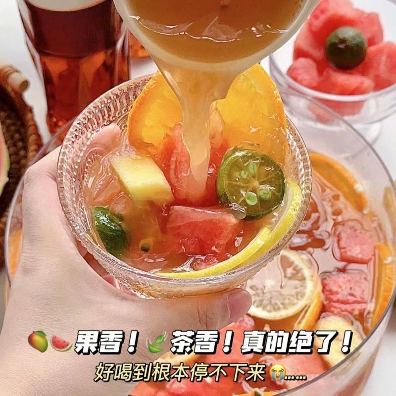 景福山乌龙茶火龙果白桃网红款冷泡冰摇DYI水果茶铁