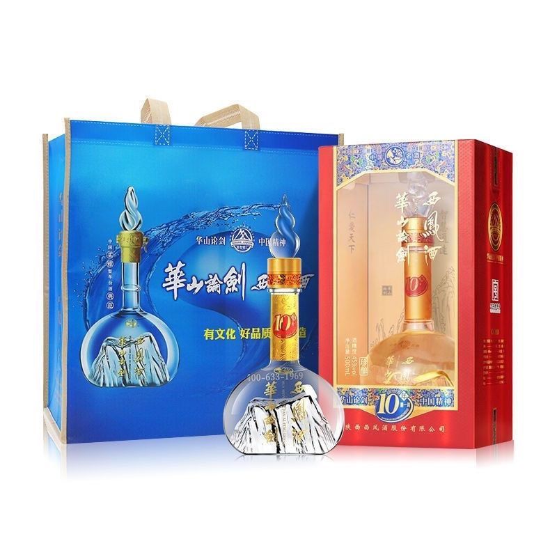 陕西西凤酒华山论剑白酒10年45度500ml凤香型白酒宴席。