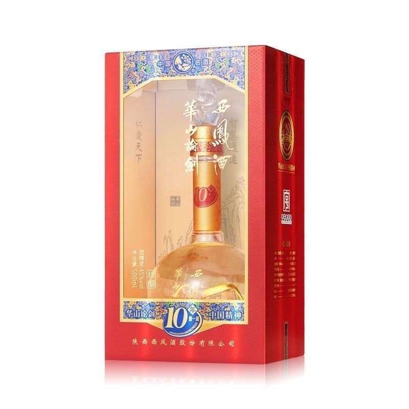陕西西凤酒华山论剑白酒10年45度500ml凤香型白酒宴席。