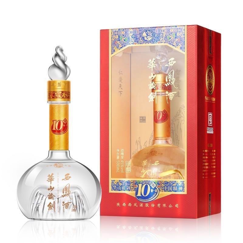陕西西凤酒华山论剑白酒10年45度500ml凤香型白酒宴席。