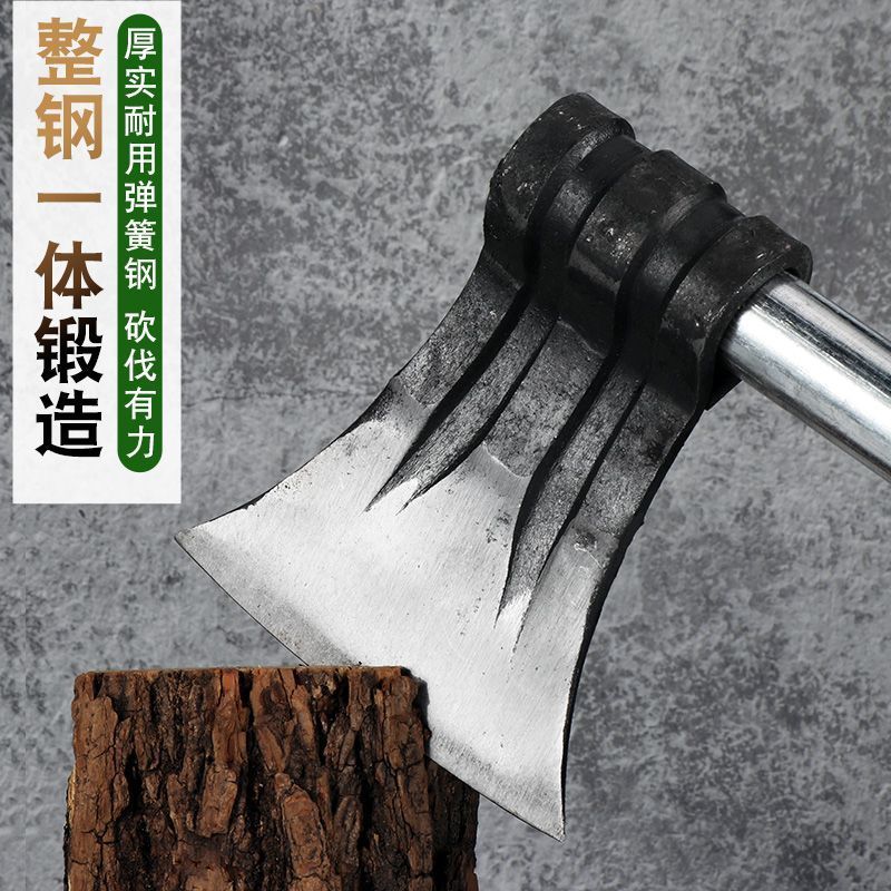 弹簧钢锻打斧头砍树砍柴轨道钢斧子大全铁把斧头锻打劈柴
