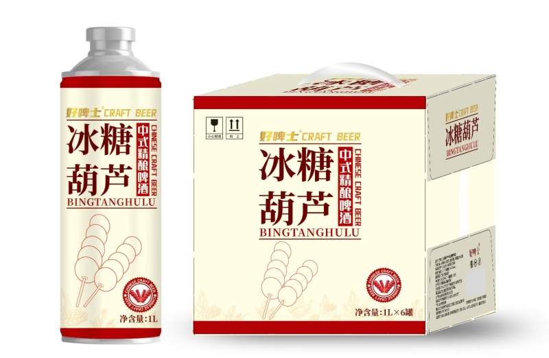 冰糖葫芦啤酒，山楂啤酒。1升*6罐装精酿啤酒。麦香浓郁
