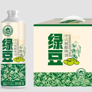 绿豆啤酒，麦芽与谷物**融合。麦香浓郁。夏天爆品。