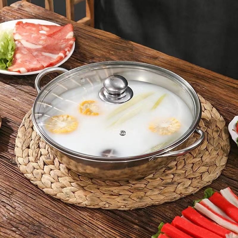 鸳鸯锅火锅盆带盖加厚鸳鸯火锅家用不锈钢火锅锅电磁炉明