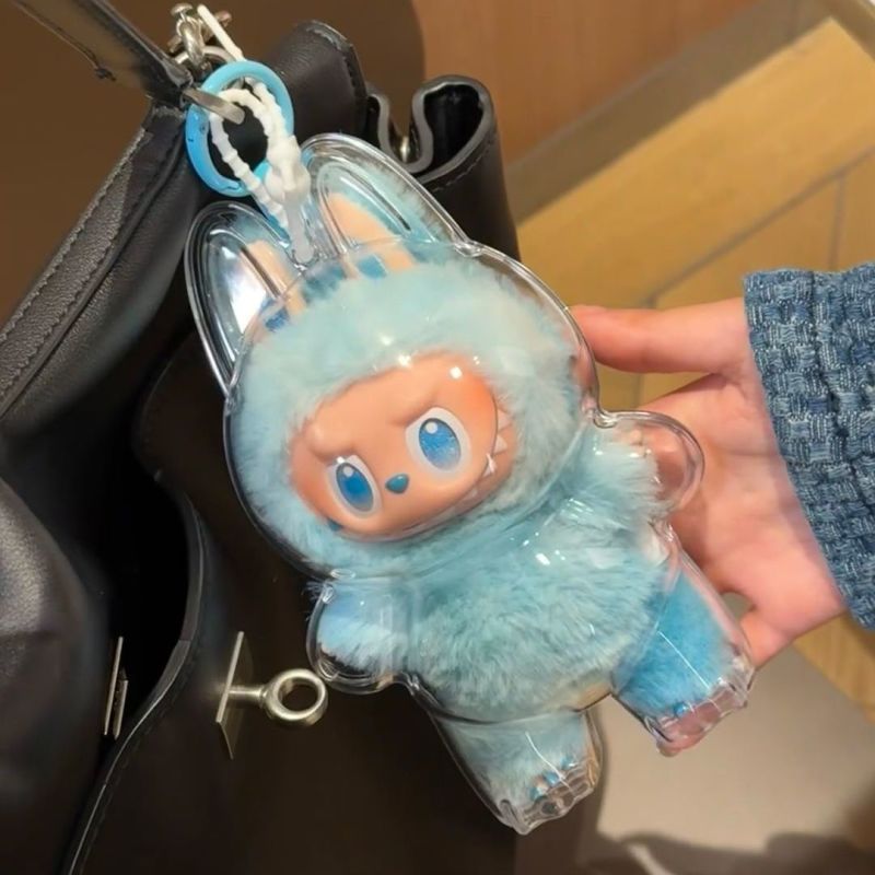 labubu拉布布第三代保护套透明搪胶泡泡玛特防尘罩前方高能