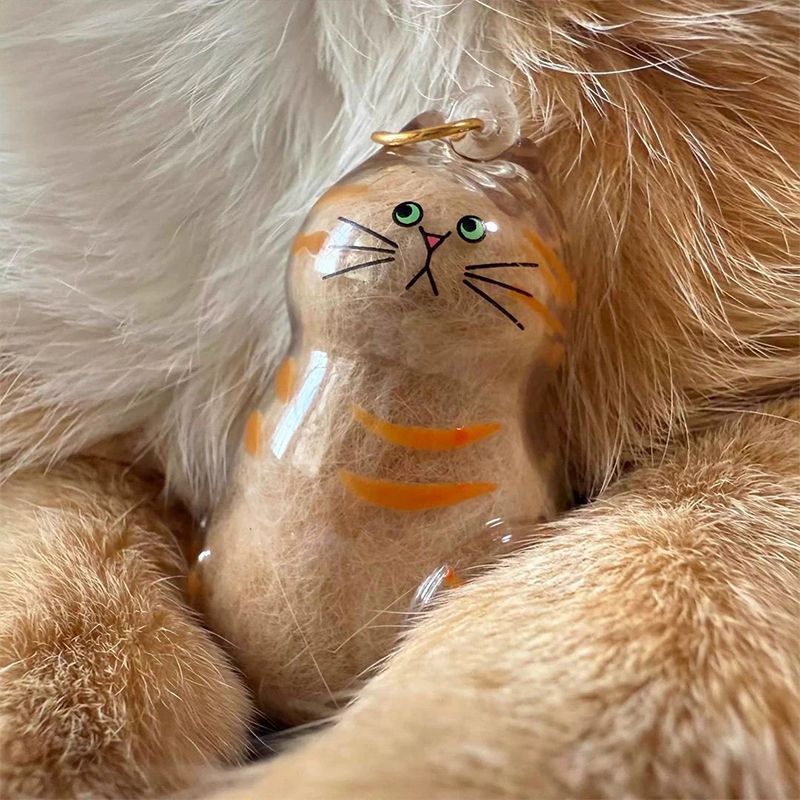 透明猫毛收纳盒收藏扭蛋猫咪毛发存放吊饰胶囊扭蛋包钥匙扣挂件