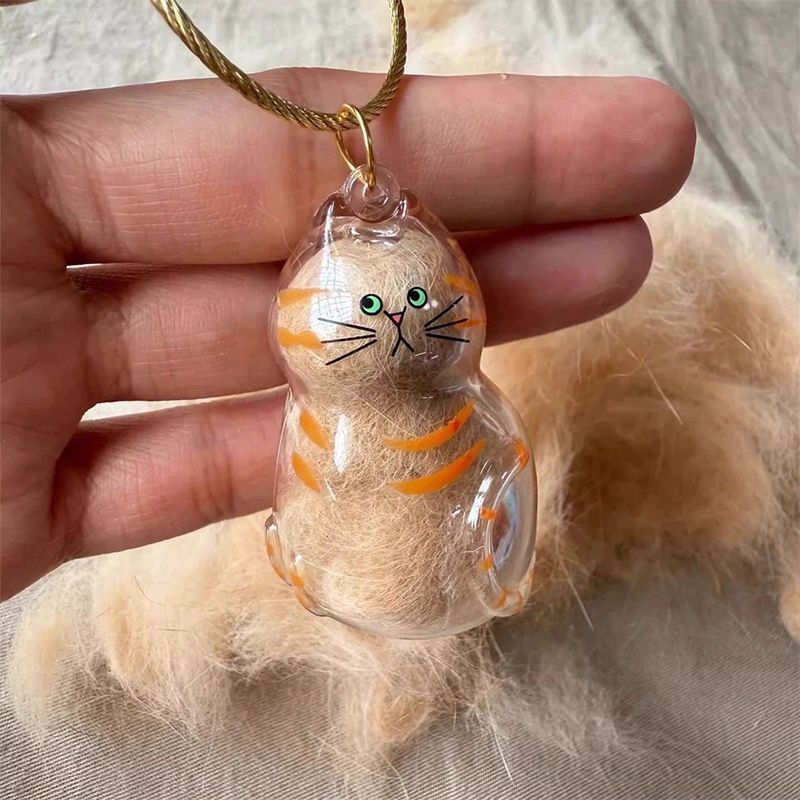透明猫毛收纳盒收藏扭蛋猫咪毛发存放吊饰胶囊扭蛋包钥匙扣挂件