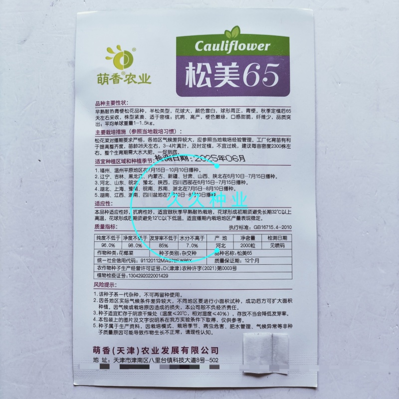 松美65早熟耐热青梗松花菜种子抗病高产口感甜脆半松型