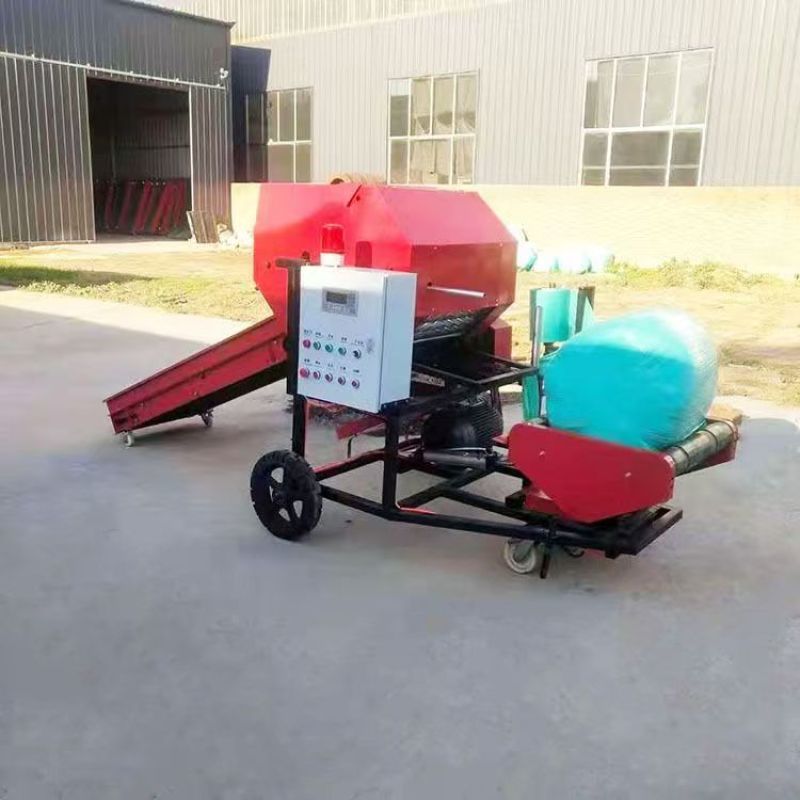 全自动饲料打捆包膜机机，青储黄储，全自动打包，包膜，