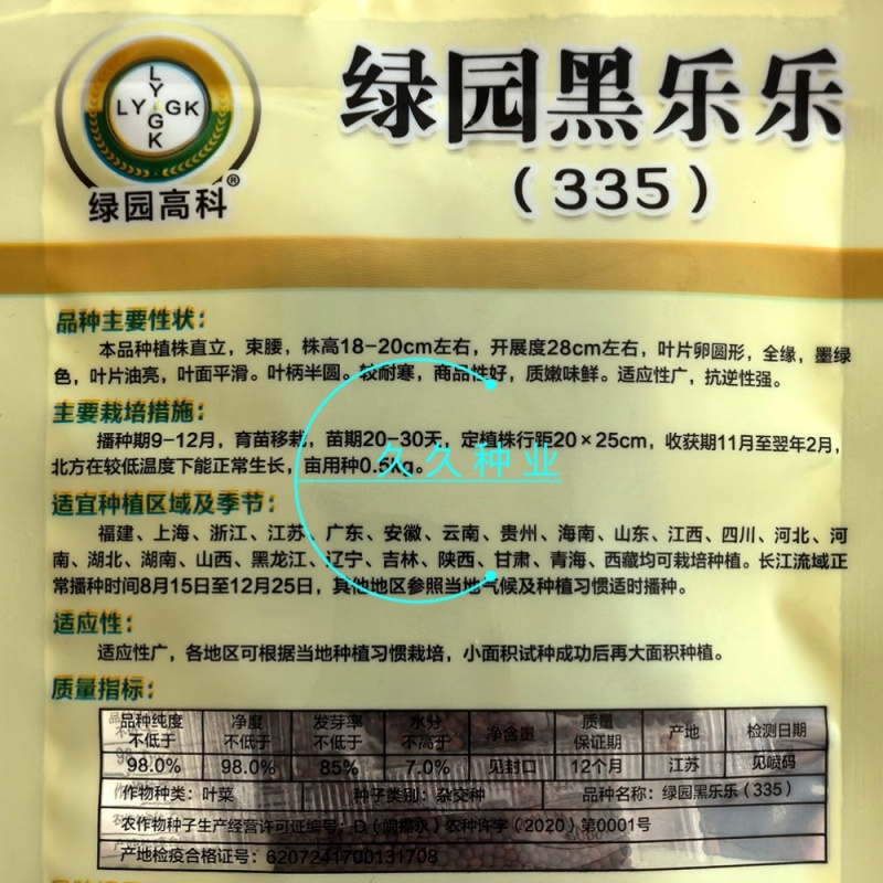 绿园黑乐乐矮萁苏州青种子墨绿油亮矮株高产耐寒商品性佳