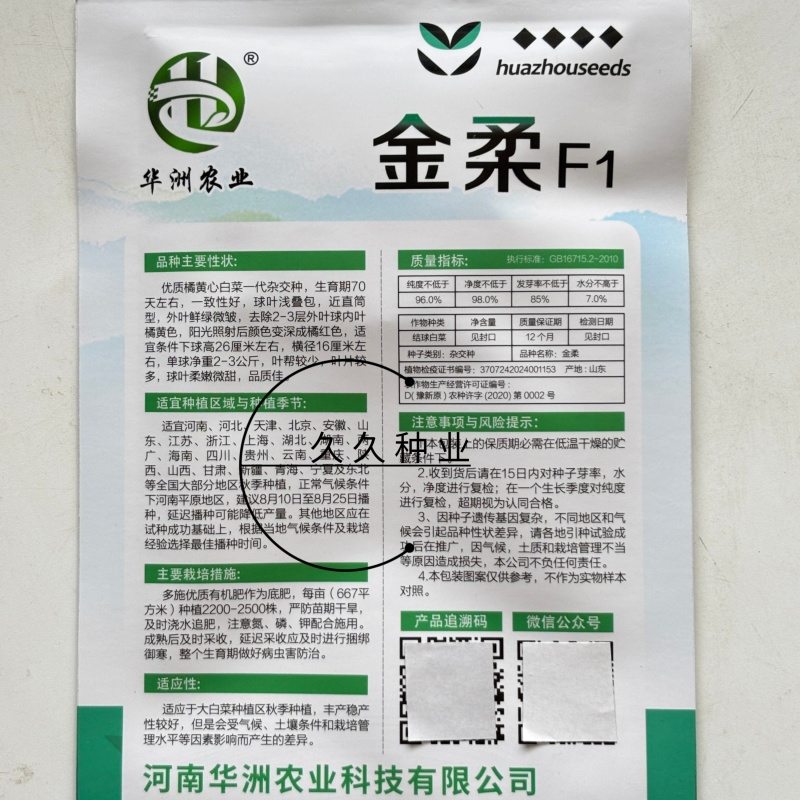 金柔F1橘红心大白菜种子柔嫩橘红芯高产抗病商品