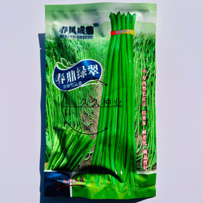 春鼎绿翠豆角种子翠绿型豇豆种子白籽白花长豆角种子厚肉型