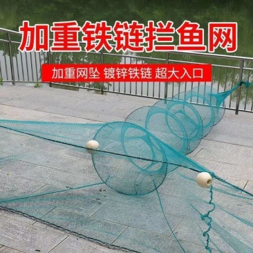 拦渔鱼网鱼虾笼折叠网八字网口
