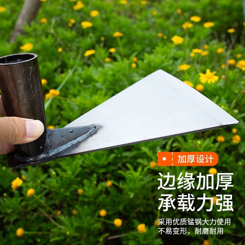 锰钢锄头全钢除草农用三角锄头镢头高锰钢工具两用全钢锄