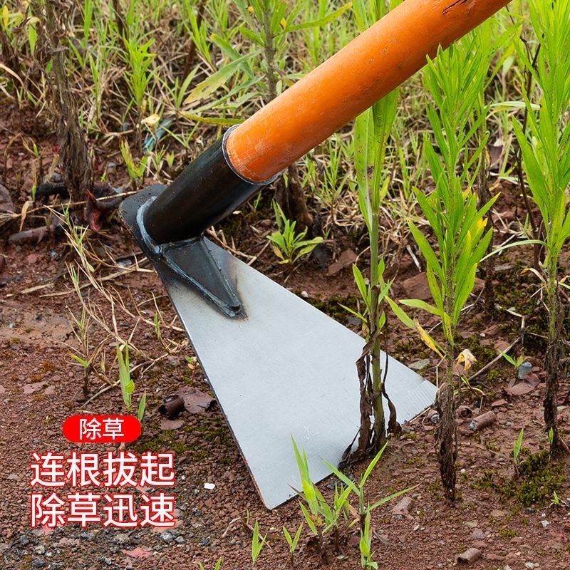 锰钢锄头全钢除草农用三角锄头镢头高锰钢工具两用全钢锄