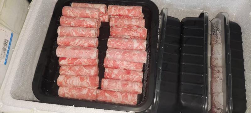 鸭肉精品雪花卷板羊油风味自助餐厅火锅食材可视频看货