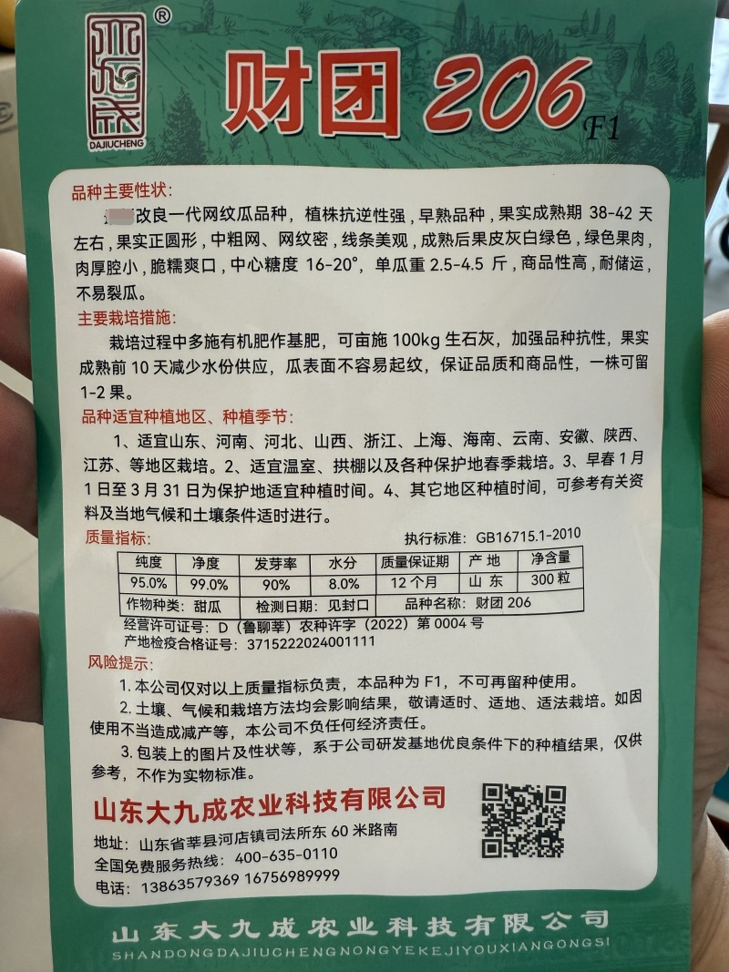 财团206网纹瓜种子早熟正圆形抗裂性强抗逆性强