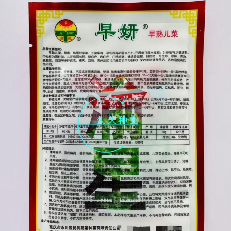 早妍早熟儿菜种子高产抗病耐抽薹脆嫩纤维少口感好菜园种蔬菜