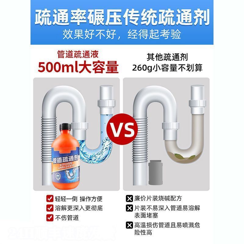 管道疏通剂强力溶解厨房马桶堵塞地漏防臭器下水道疏通神器去异味