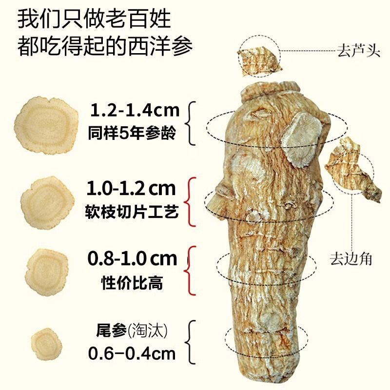 正宗西洋参进口花旗参特大片袋装泡茶炖汤西洋参正品
