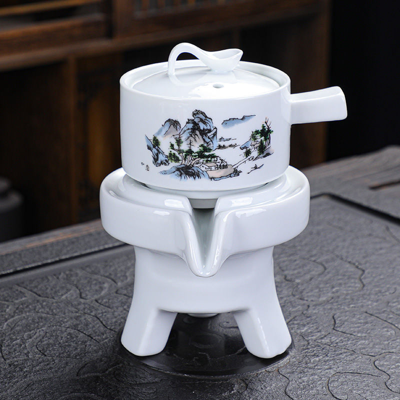 半自动创意石磨旋转出水功夫泡茶器茶具套装家用陶瓷茶