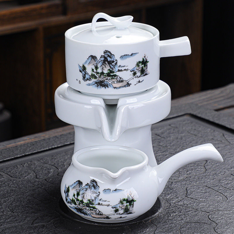 半自动创意石磨旋转出水功夫泡茶器茶具套装家用陶瓷茶