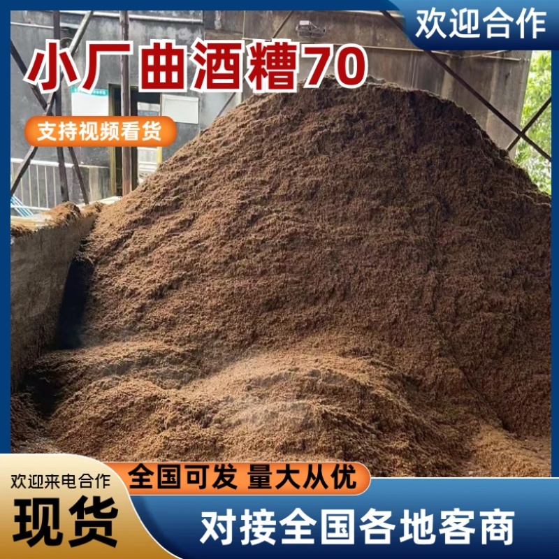 小厂曲酒糟70饲料原料酒糟现货可视频看货