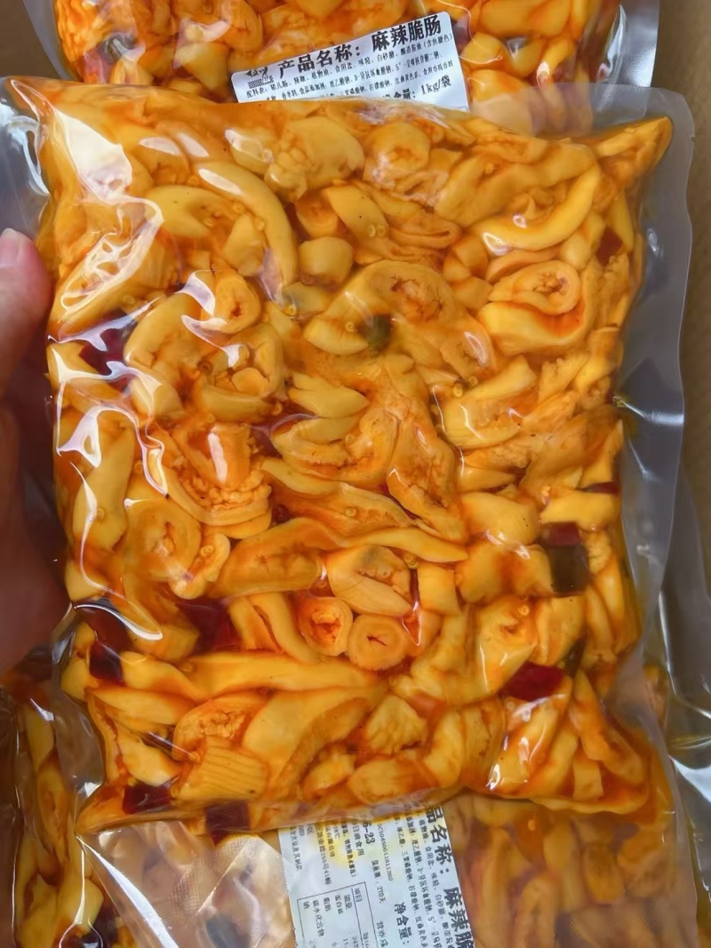 脆肠麻辣脆肠儿肠熟食卤味开袋即食商用真空包装固体物95%