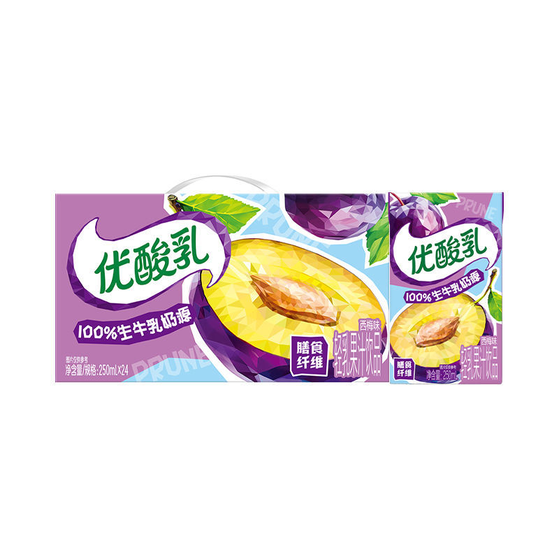优酸乳轻乳果汁饮品西梅味250ml*24盒整箱批发