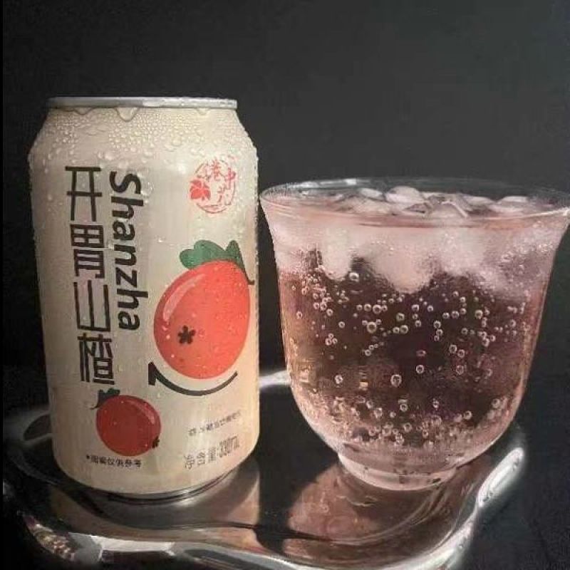 2025新店开胃山楂汽水果汁碳酸无糖饮料320ml罐装批发整