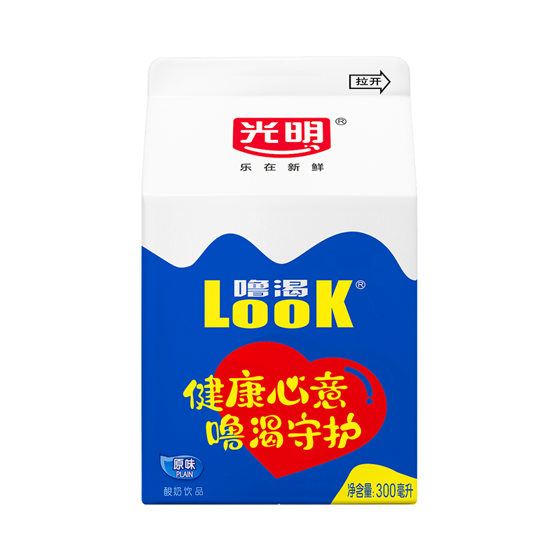 【夏上新】光明噜渴LOOK酸奶原味300ml*12瓶礼盒装常