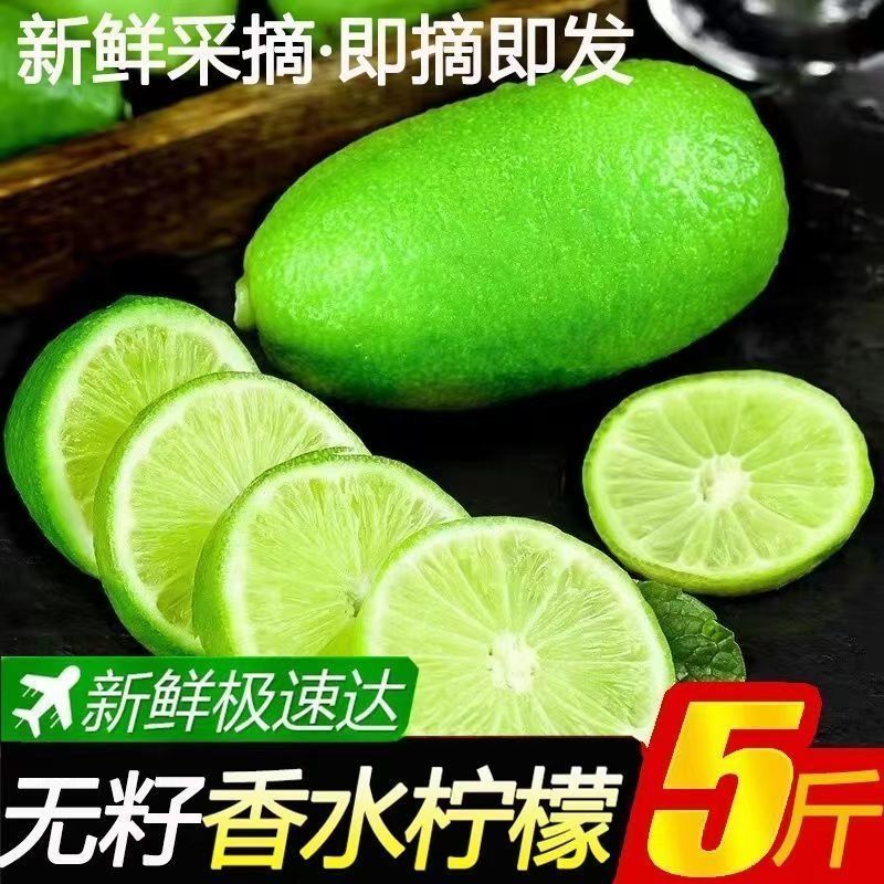 广东香水柠檬一级果无籽爆香新鲜青柠檬奶茶店手打柠檬专用青皮