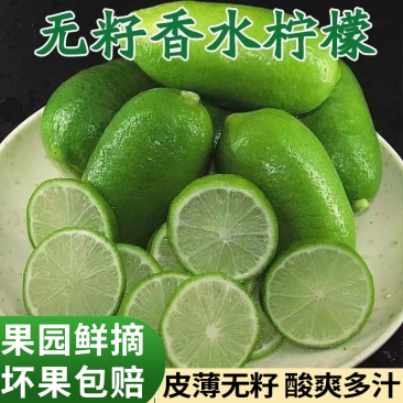 广东香水柠檬一级果无籽爆香新鲜青柠檬奶茶店手打柠檬专用青皮