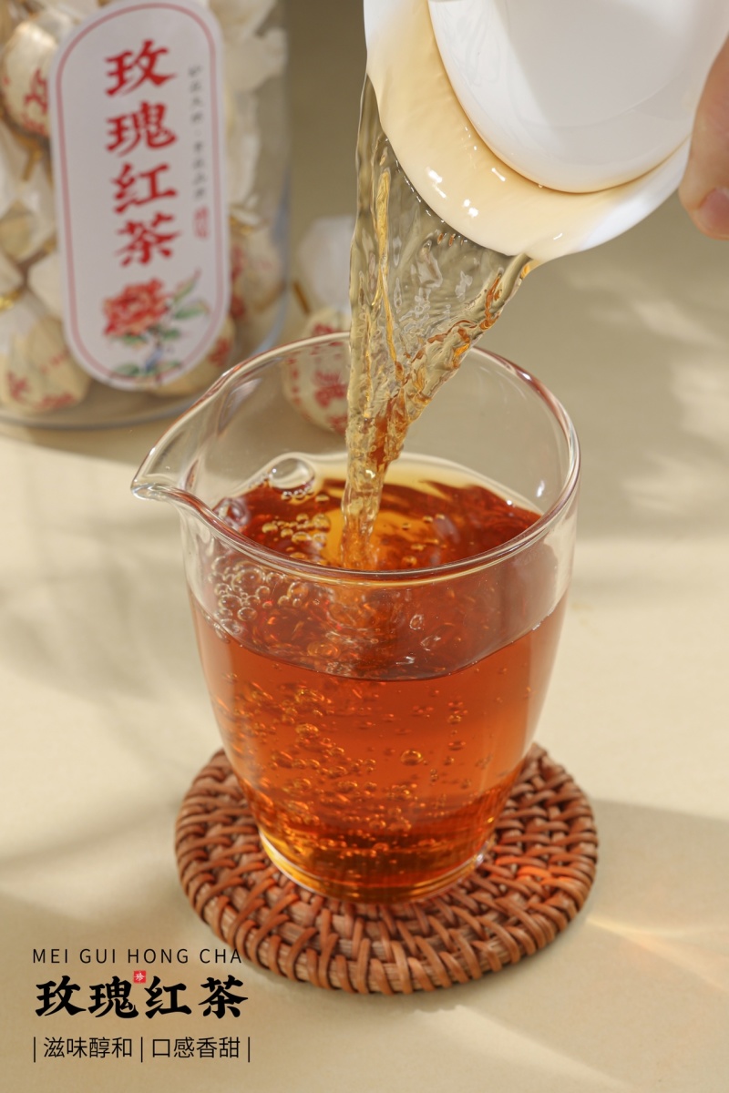 【茶农直销】玫瑰红茶花茶古树滇红茶玫瑰花茶礼盒罐装