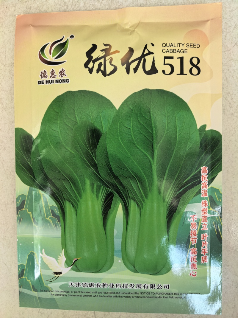 绿优518青梗菜种子大叶片不易拔节抗高温耐热夏秋上海青种